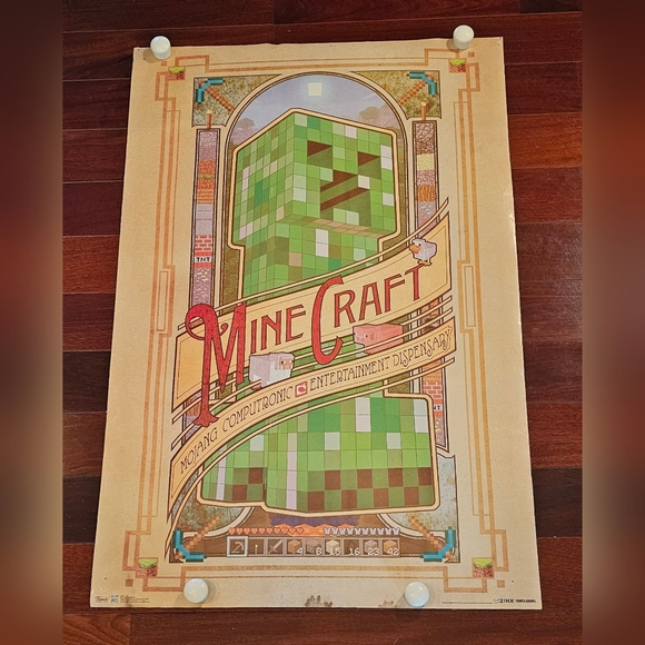 Minecraft Computronic Entertainment Computer Video Game Poster 22x34 Jinx Mojang - Picture 1 of 8